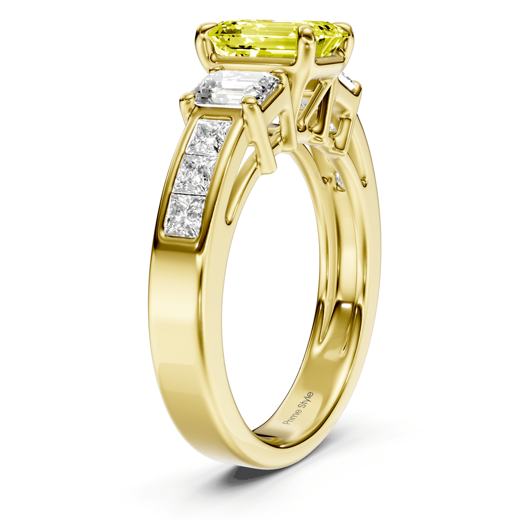 2.20 - 5.20 CT Emerald &amp; Princess Cut Fancy Yellow Diamonds - Engagement Ring - Primestyle.com