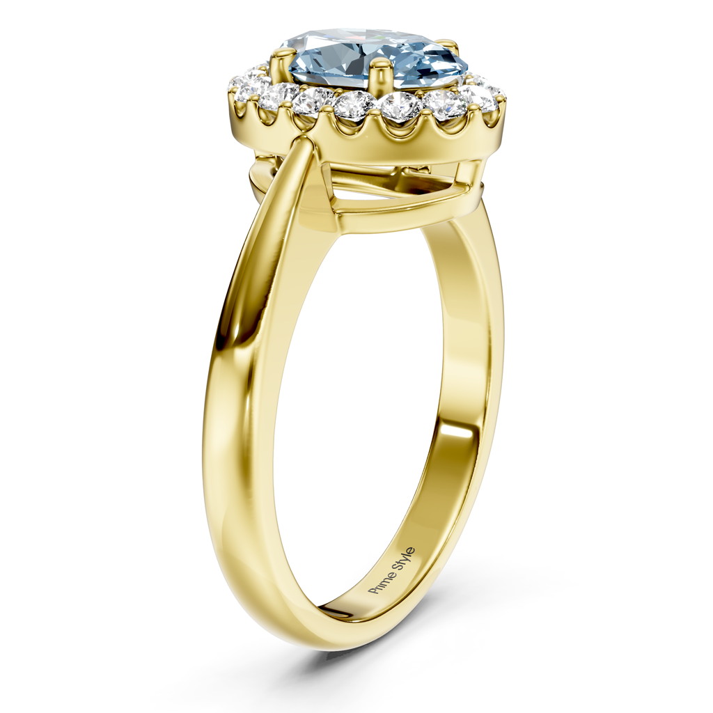 1.30-4.30 CT Oval &amp; Round Cut Fancy Blue Diamonds - Engagement Ring