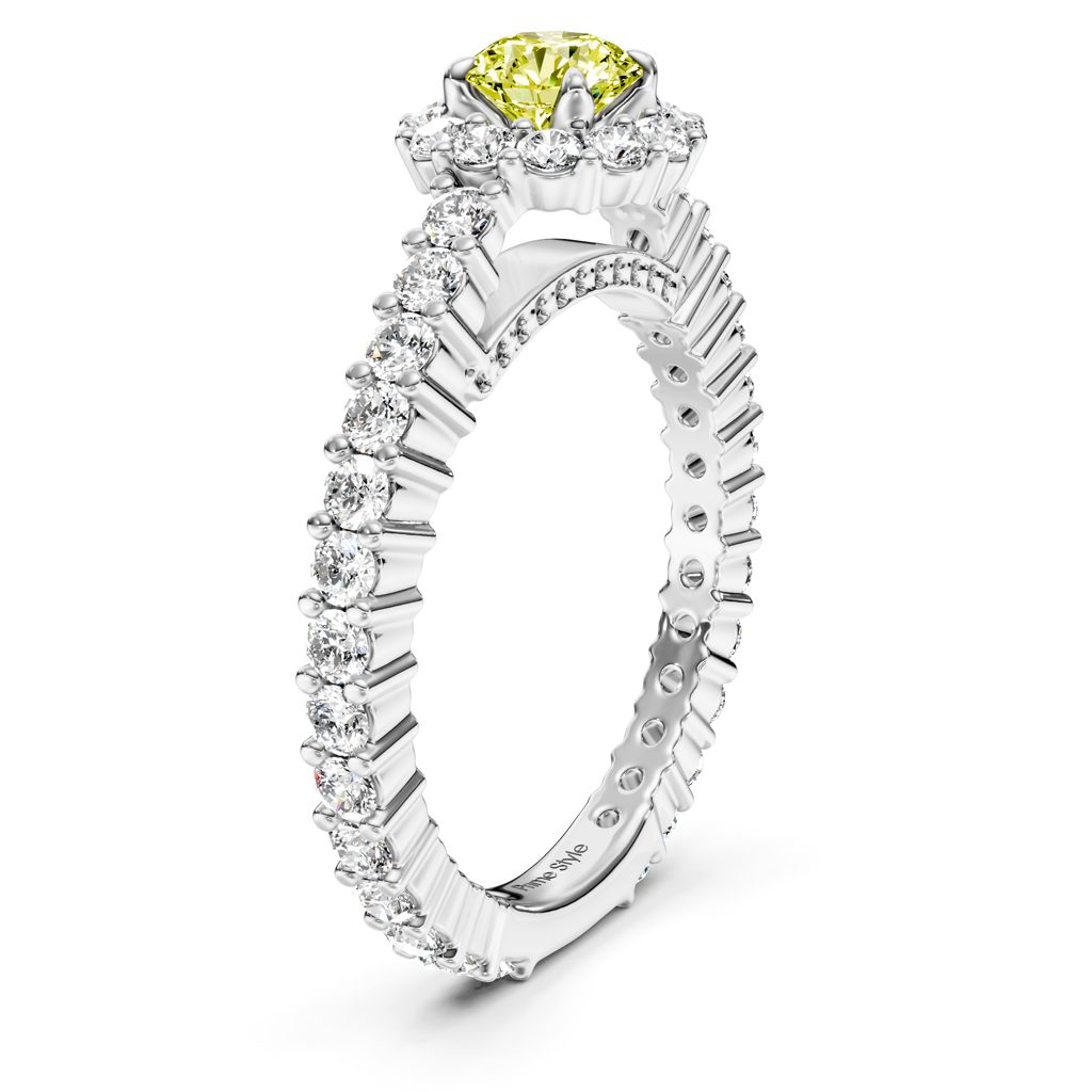 1.85-4.85 CT Round Cut Fancy Yellow Diamonds - Engagement Ring