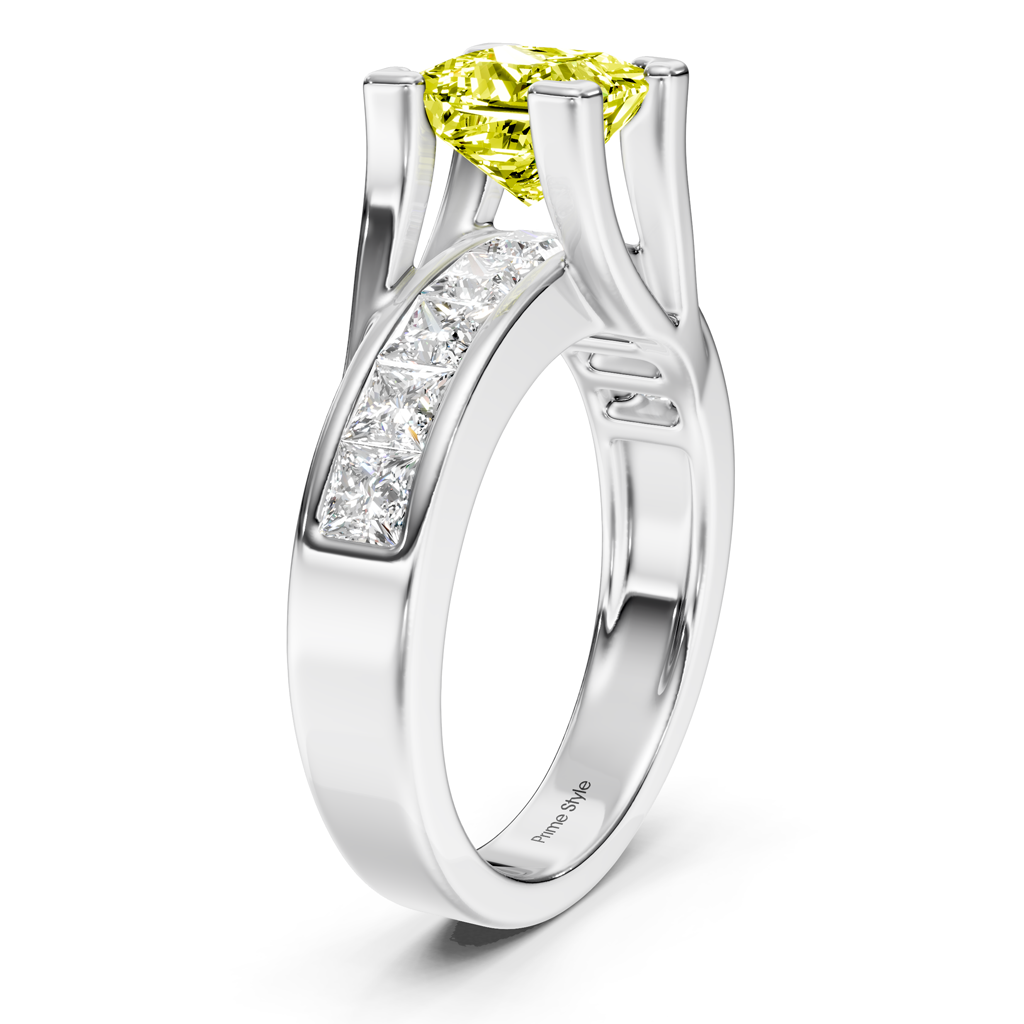 2.20-5.20 CT Princess Cut Fancy Yellow Diamonds - Engagement Ring