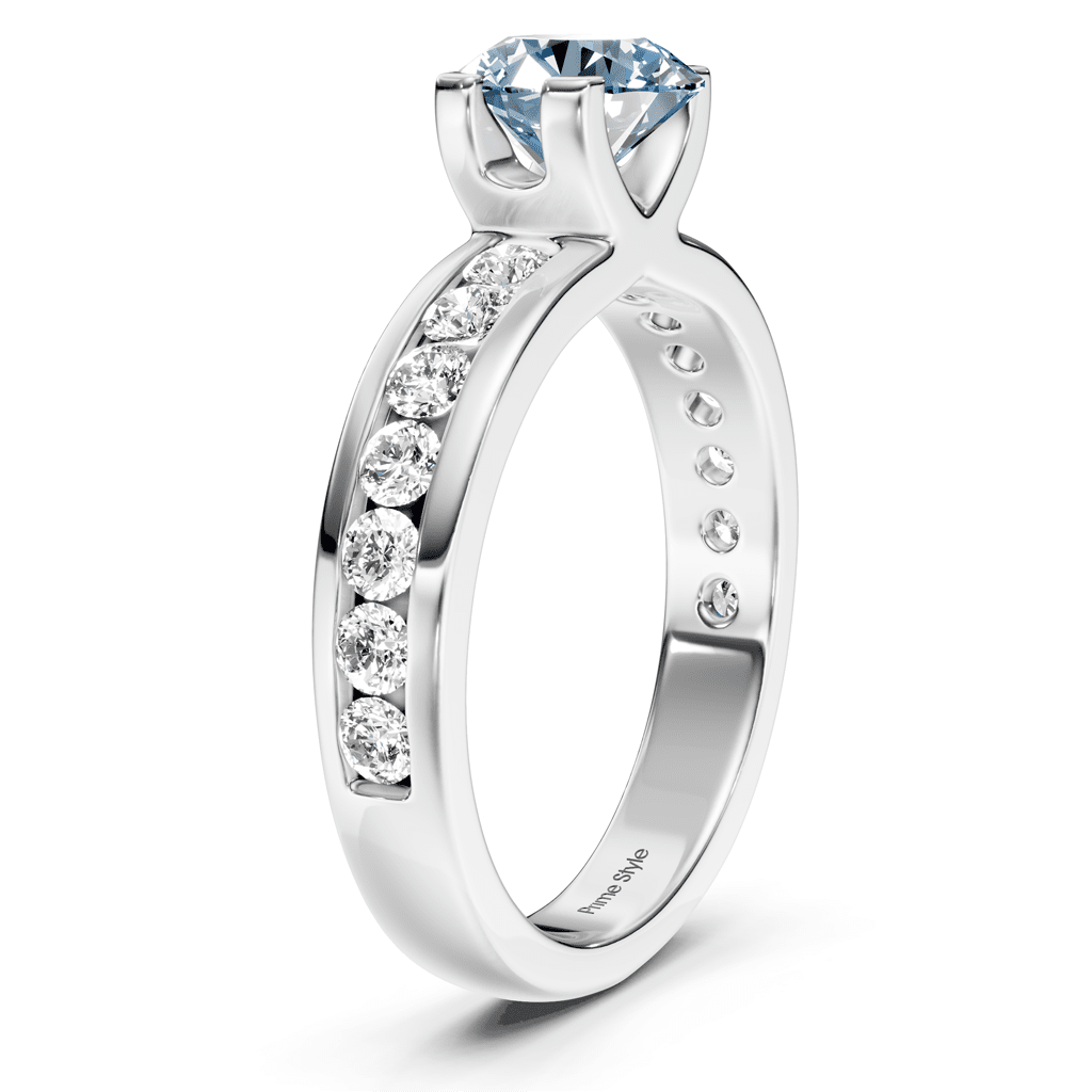 1.60 - 4.60 CT Round Cut Fancy Blue Diamonds - Engagement Ring - Primestyle.com