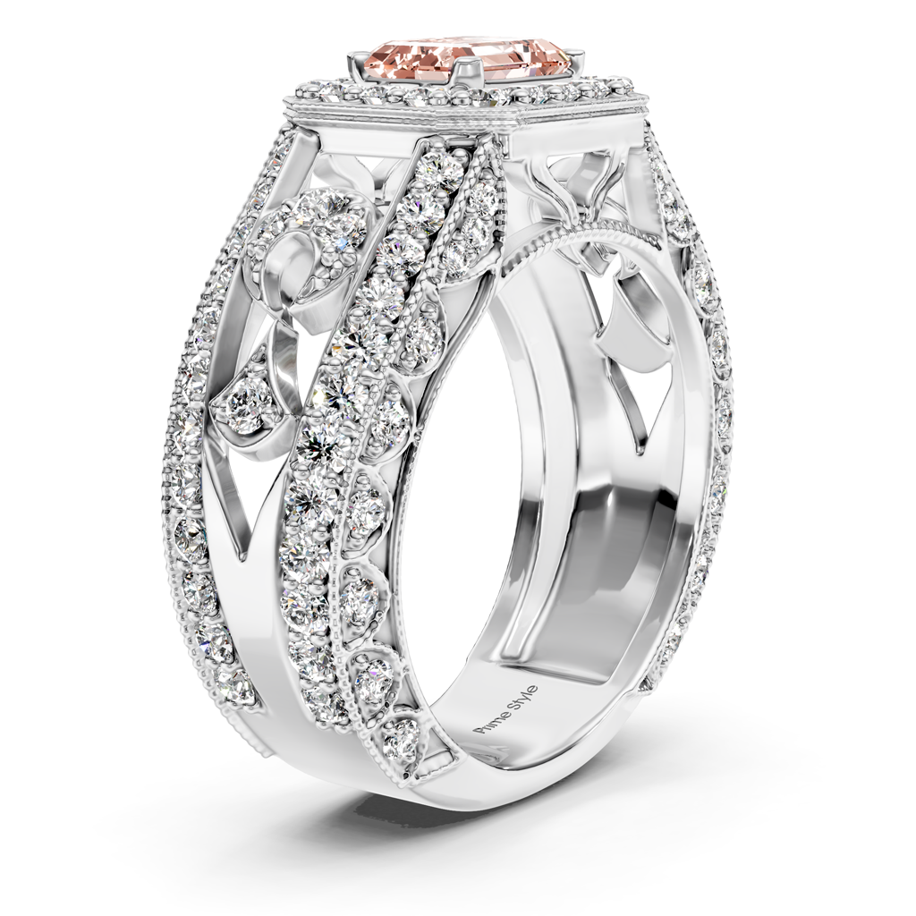 1.95-4.95 CT Emerald &amp; Round Cut Fancy Pink Diamonds - Engagement Ring