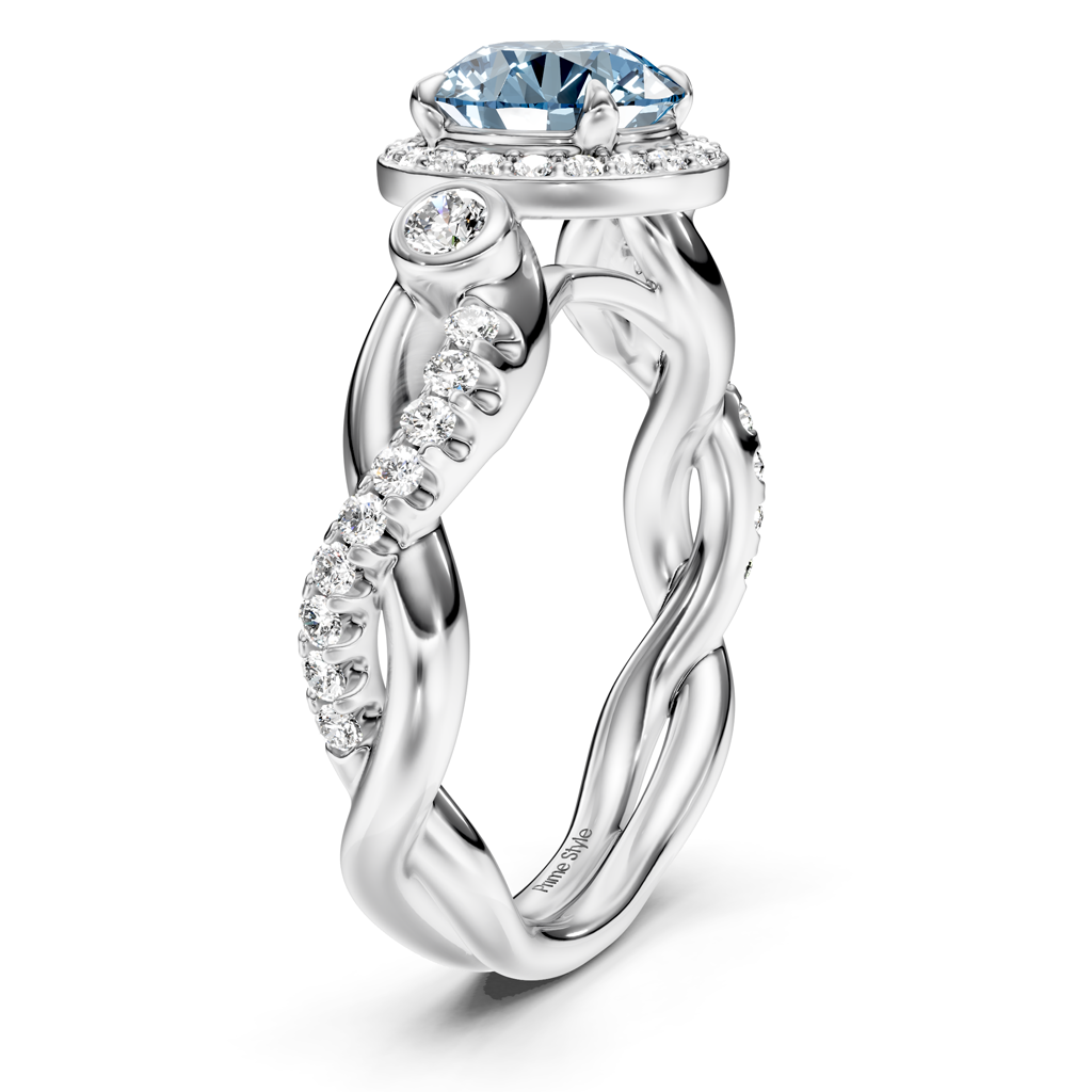 1.47-4.47 CT Round Cut Fancy Blue Diamonds - Engagement Ring