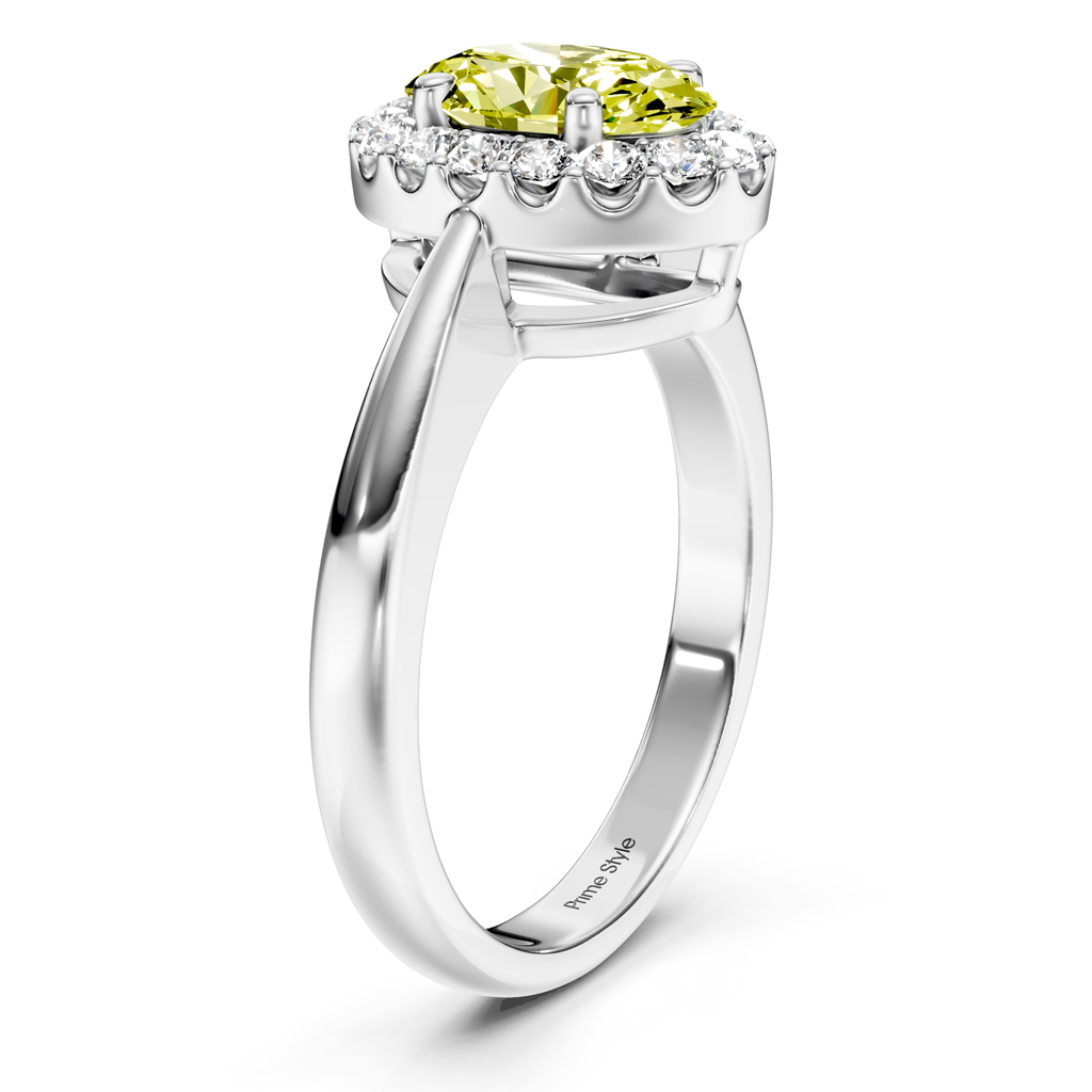 1.30-4.30 CT Oval &amp; Round Cut Fancy Yellow Diamonds - Engagement Ring