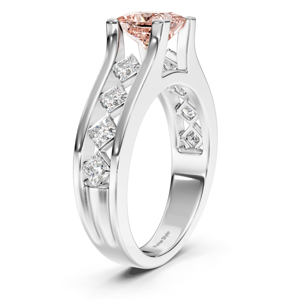 1.80-4.80 CT Princess Cut Fancy Pink Diamonds - Engagement Ring