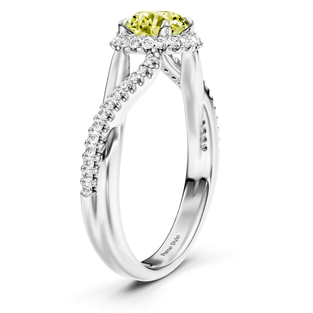 1.25-4.25 CT Round Cut Fancy Yellow Diamonds - Engagement Ring