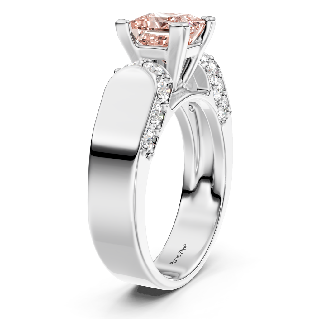 1.65-4.65 CT Princess &amp; Round Cut Fancy Pink Diamonds - Engagement Ring