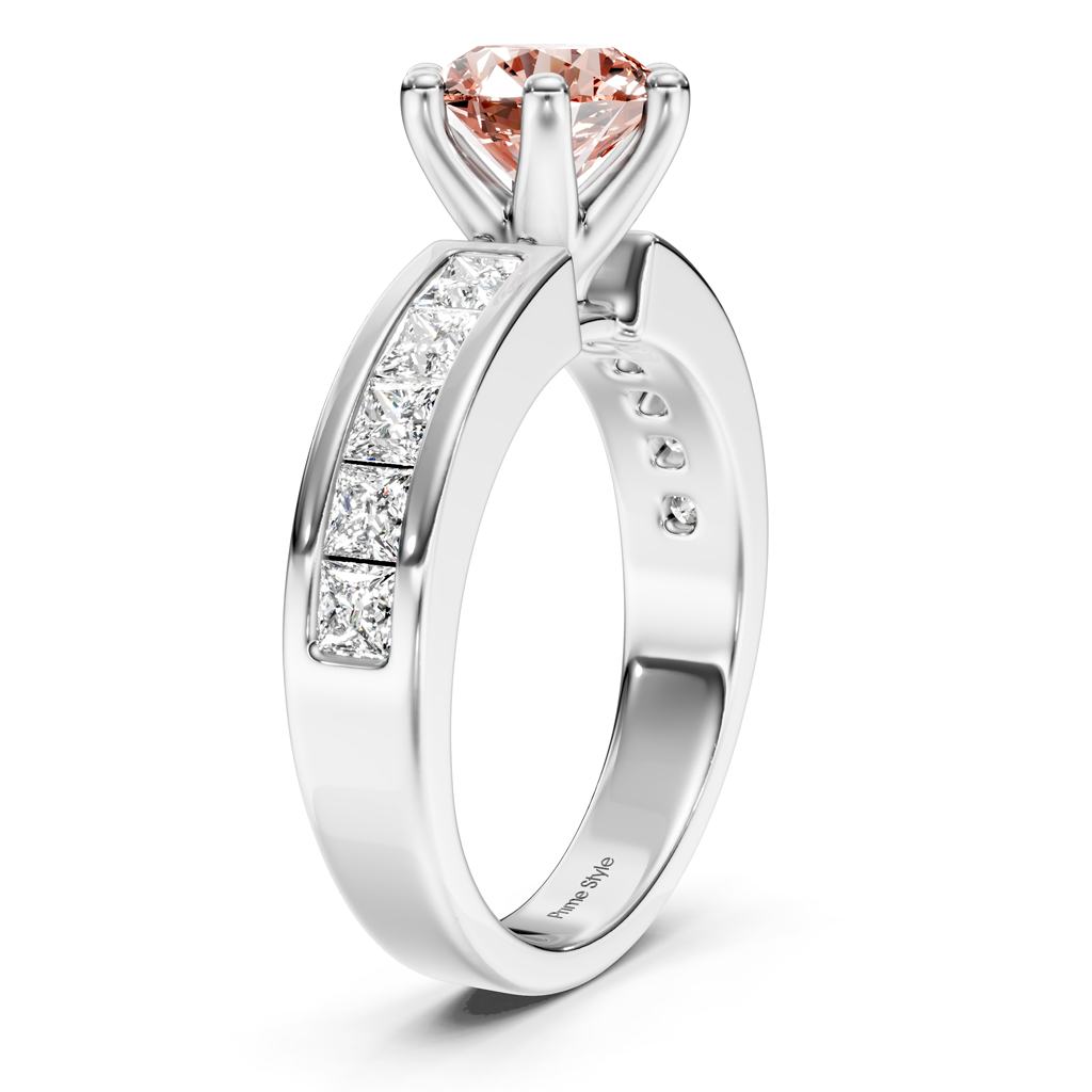 1.90-4.90 CT Princess &amp; Round Cut Fancy Pink Diamonds - Engagement Ring