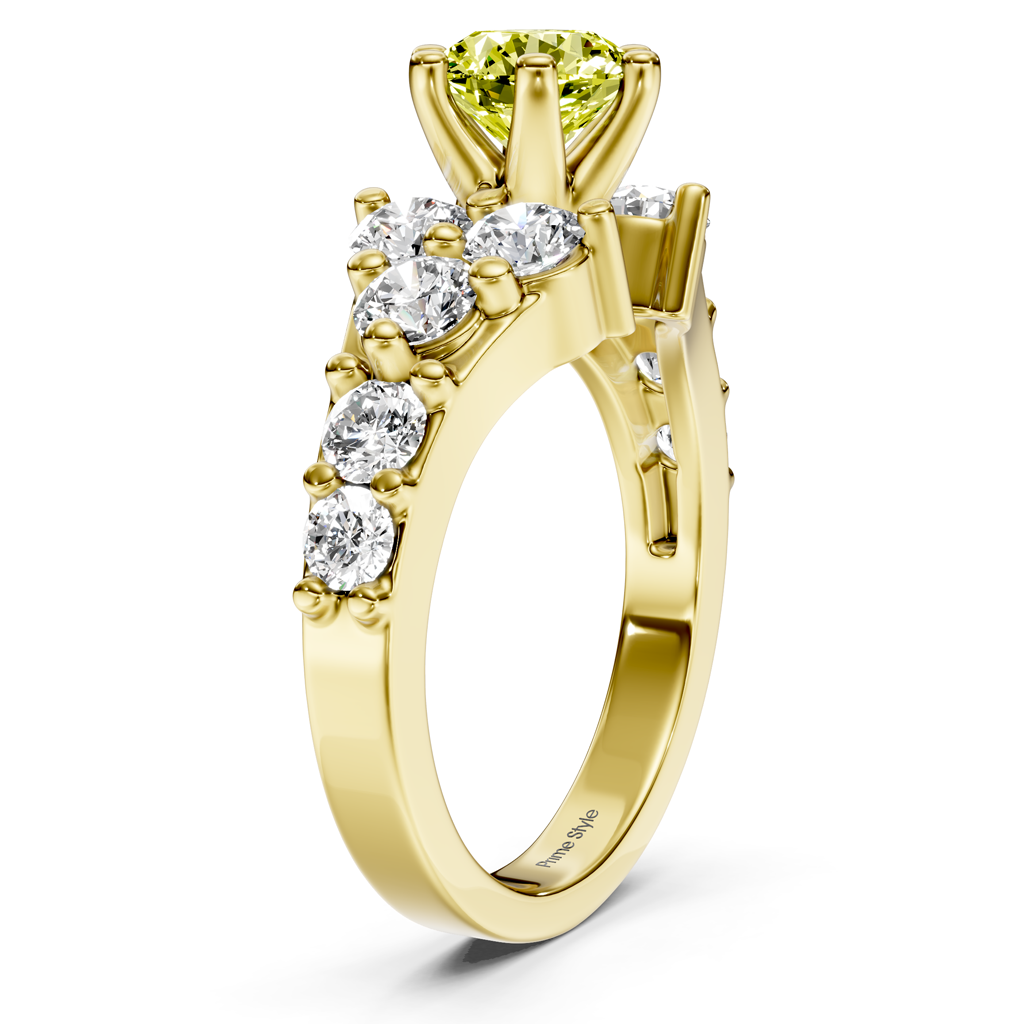 2.40-5.40 CT Round Cut Fancy Yellow Diamonds - Engagement Ring