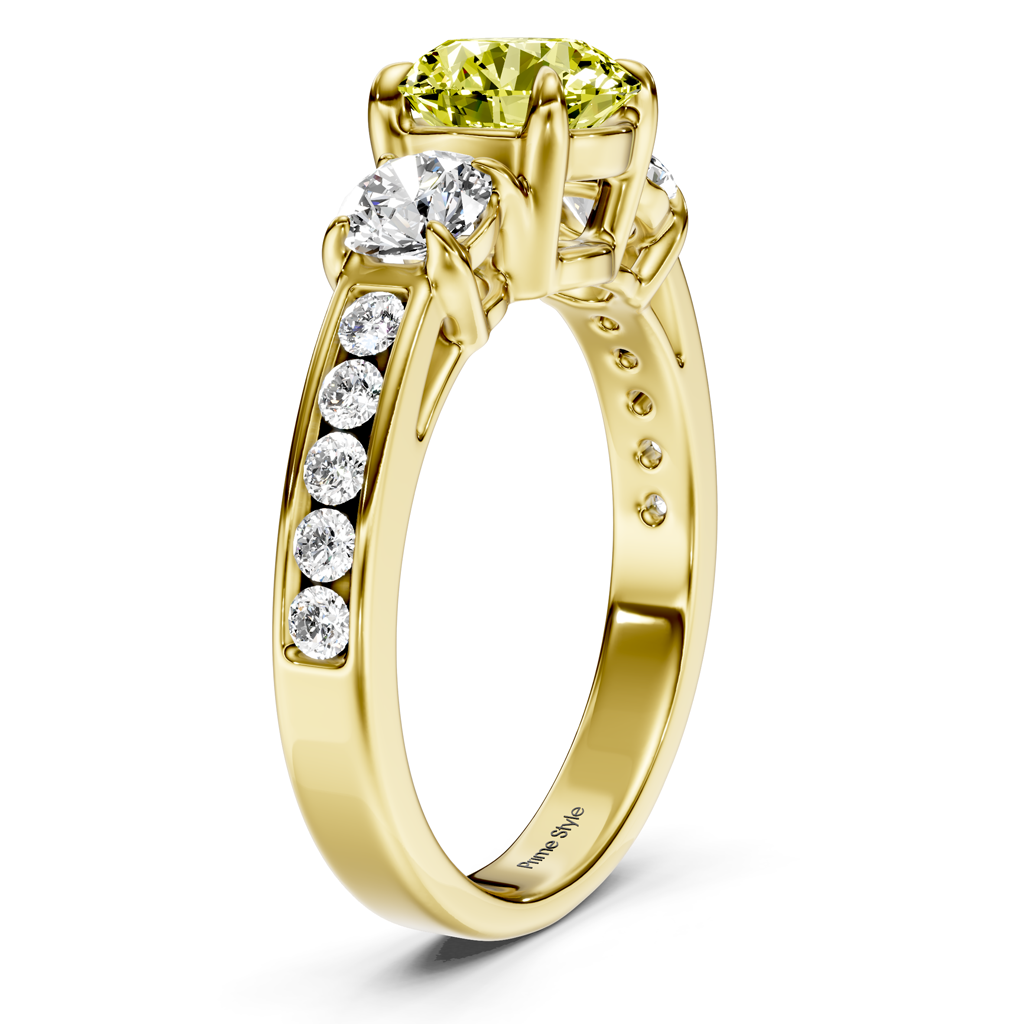 1.75-4.75 CT Round Cut Fancy Yellow Diamonds - Engagement Ring