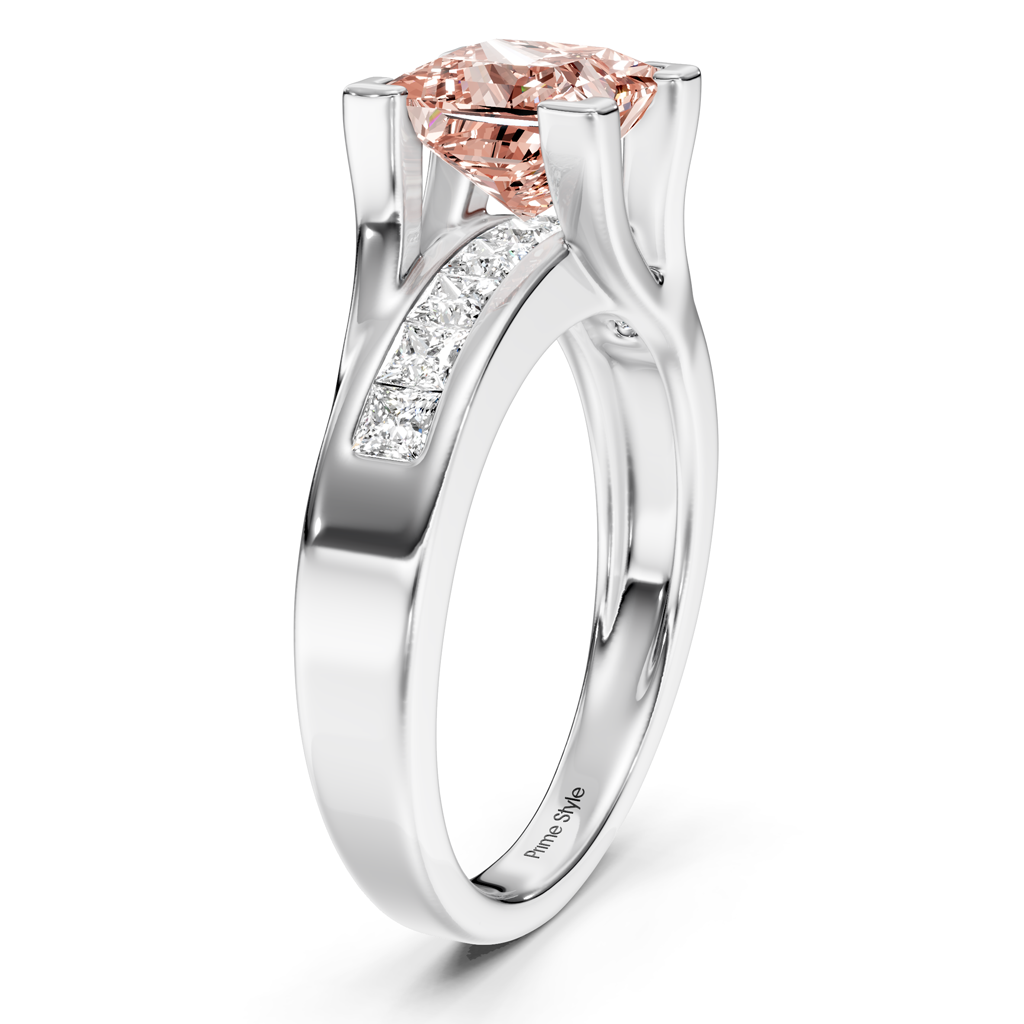 1.45-4.45 CT Princess Cut Fancy Pink Diamonds - Engagement Ring