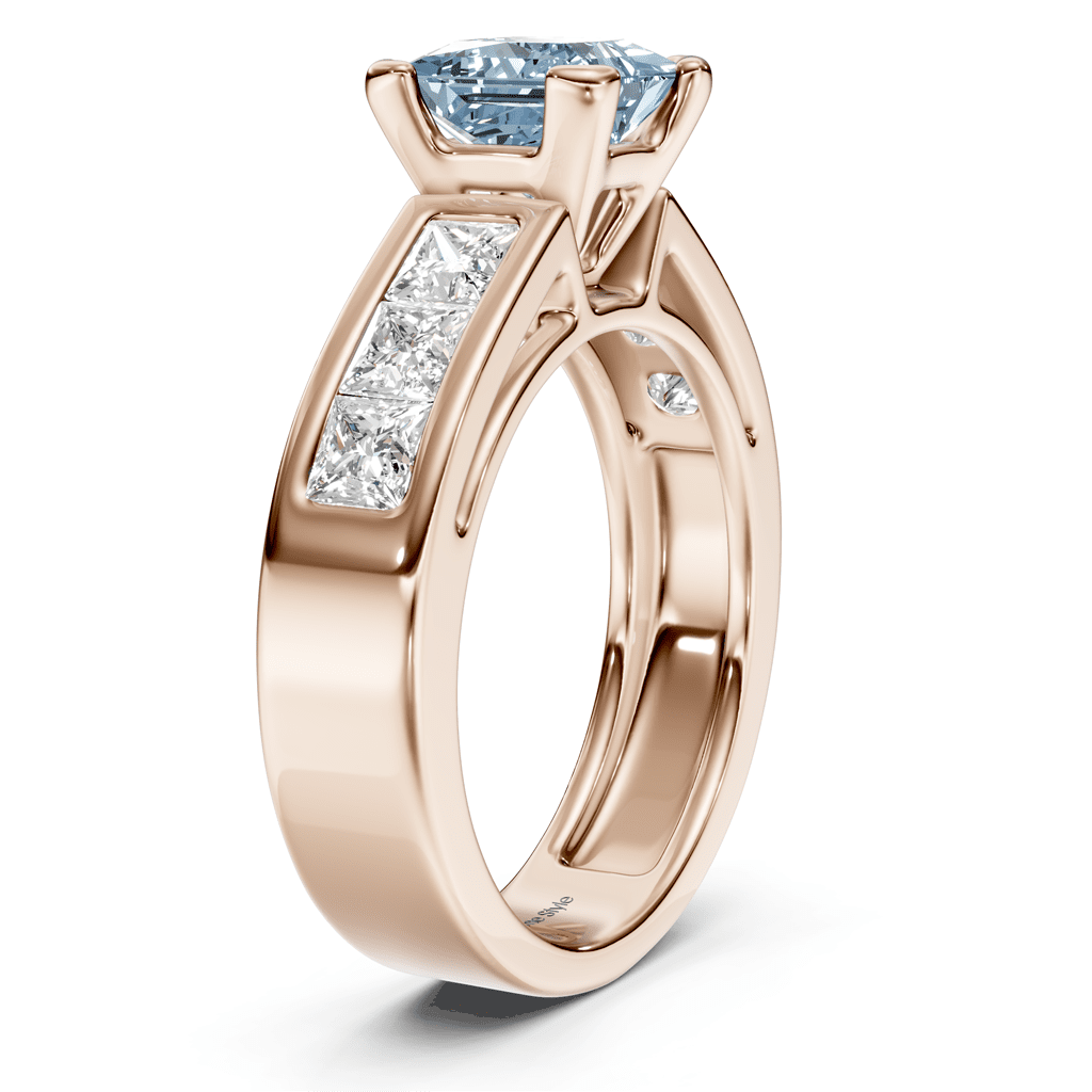 2.05-5.05 CT Princess Cut Fancy Blue Diamonds - Engagement Ring