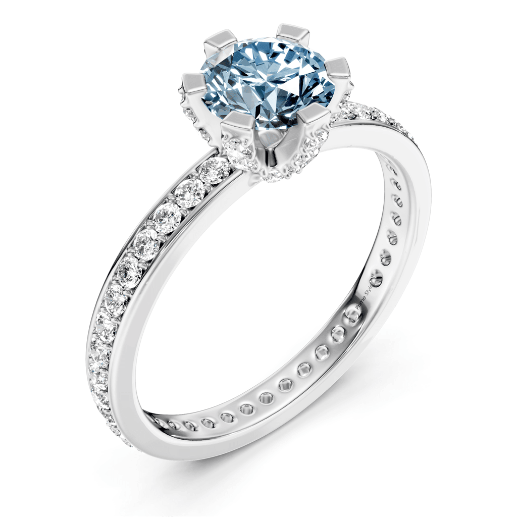 1.55 - 4.55 CT Round Cut Fancy Blue Diamonds - Engagement Ring - Primestyle.com