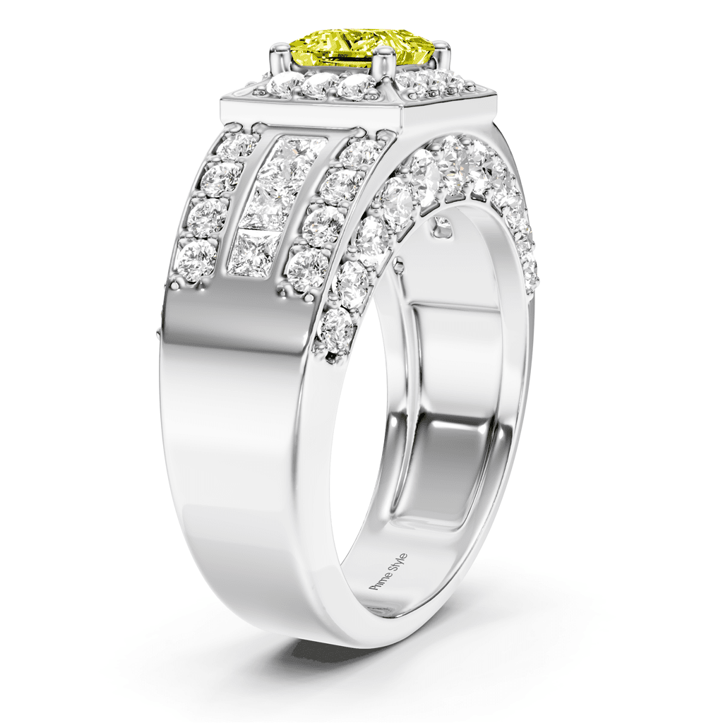 3.45-6.45 CT Princess & Round Cut Fancy Yellow Diamonds - Engagement Ring