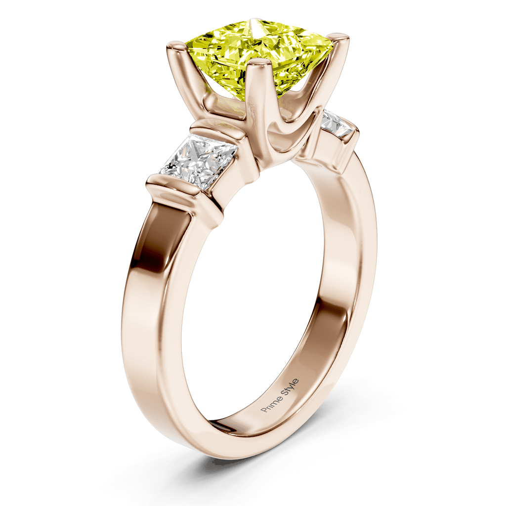 1.50-4.50 CT Princess Cut Fancy Yellow Diamonds - Engagement Ring