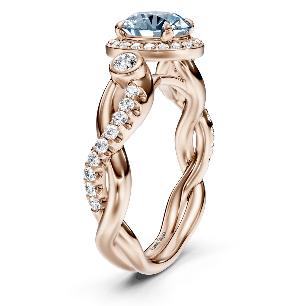 1.47-4.47 CT Round Cut Fancy Blue Diamonds - Engagement Ring