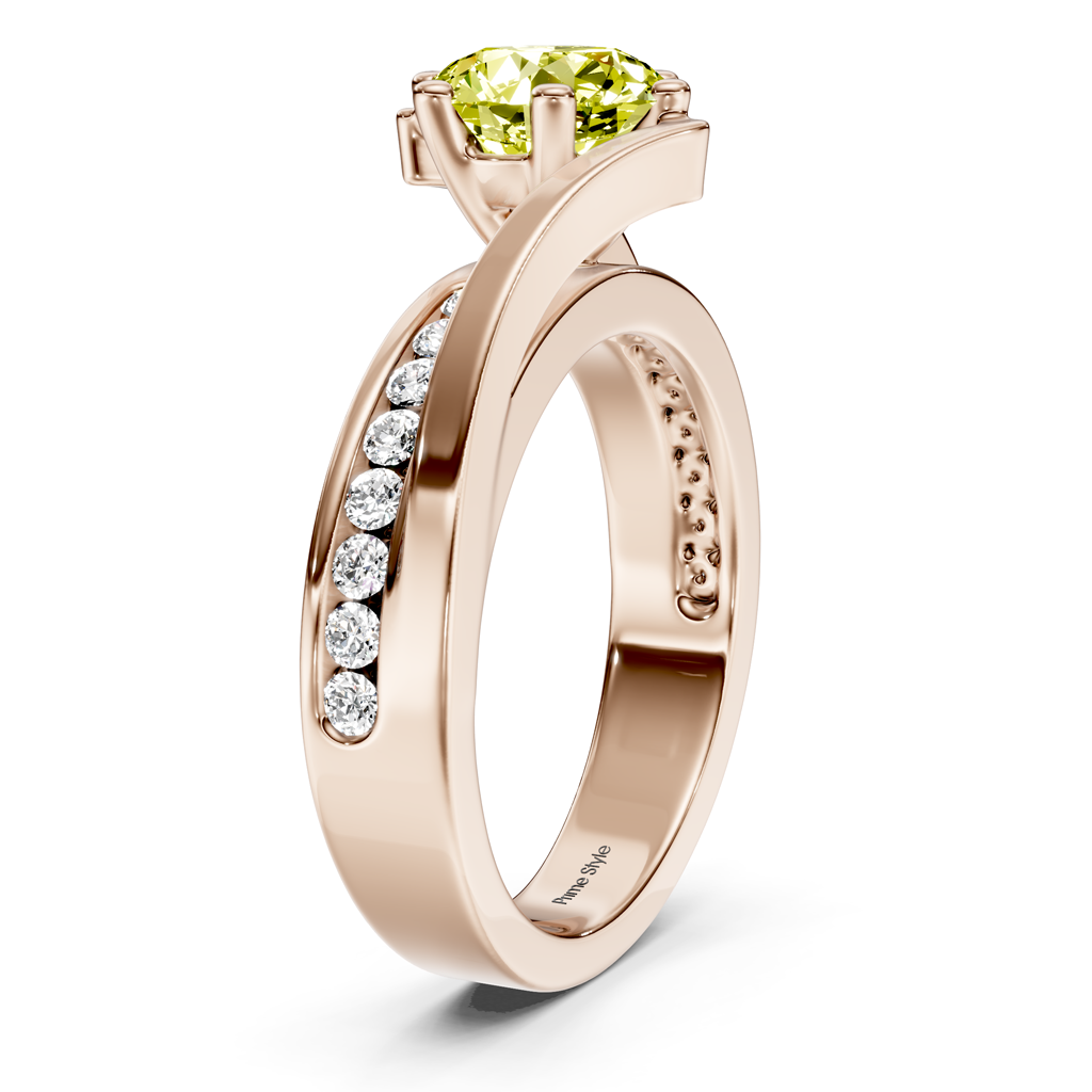 1.35-4.35 CT Round Cut Fancy Yellow Diamonds - Engagement Ring