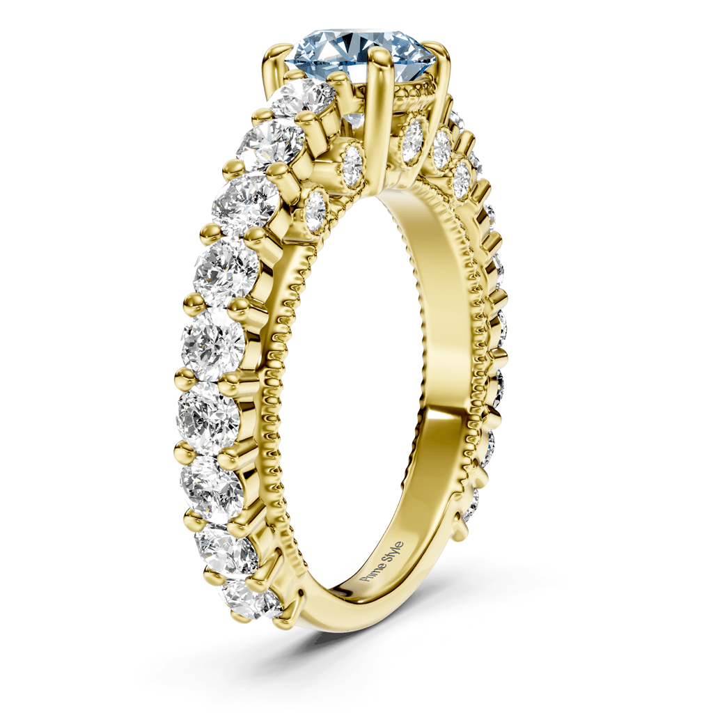 2.70-5.70 CT Round Cut Fancy Blue Diamonds - Engagement Ring