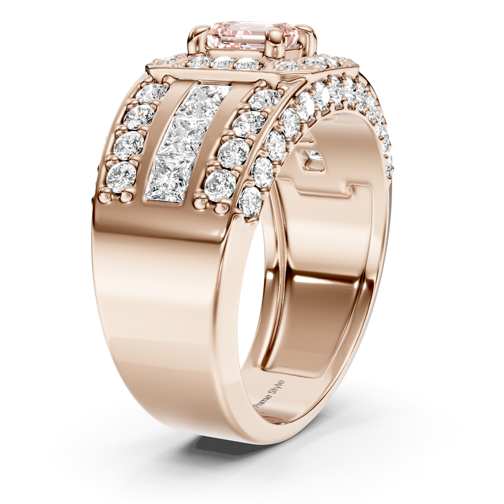 2.70-5.70 CT Emerald &amp; Round Cut Fancy Pink Diamonds - Engagement Ring