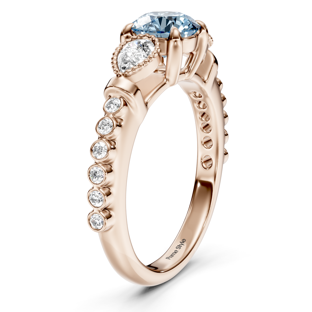 1.42-4.42 CT Pear &amp; Round Cut Fancy Blue Diamonds - Engagement Ring