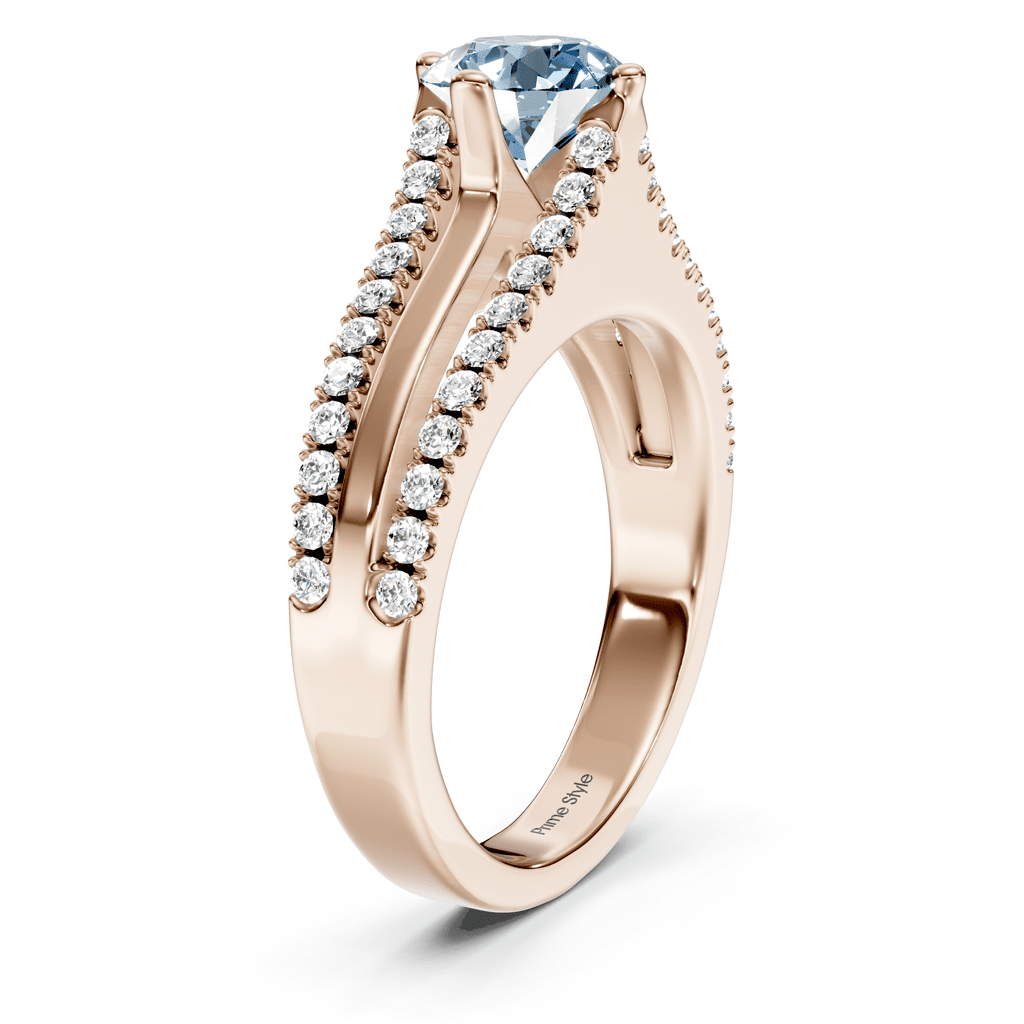 1.45-4.45 CT Round Cut Fancy Blue Diamonds - Engagement Ring