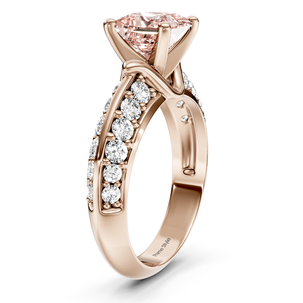 1.65-4.65 CT Princess &amp; Round Cut Fancy Pink Diamonds - Engagement Ring