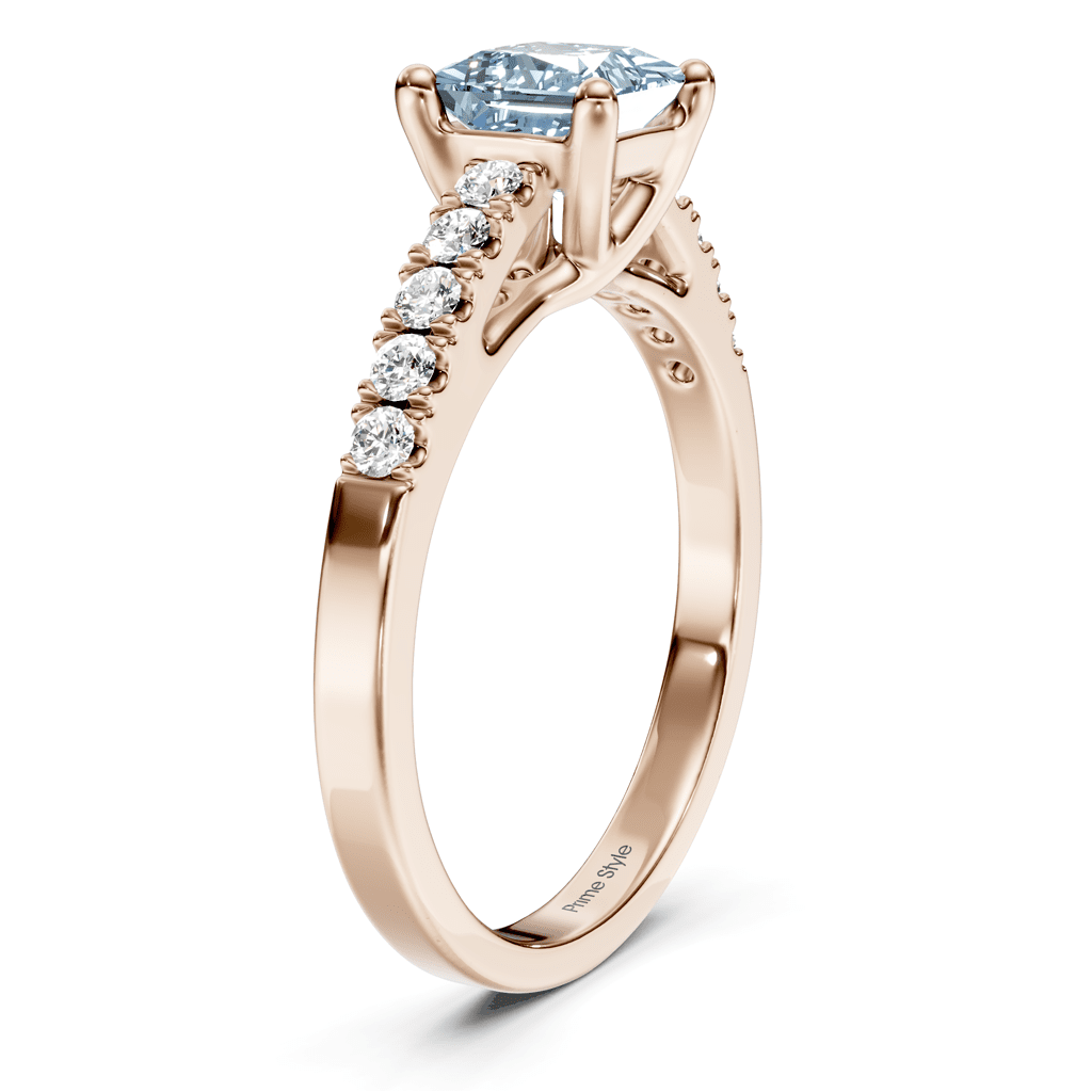 1.25-4.25 CT Princess & Round Cut Fancy Blue Diamonds - Engagement Ring
