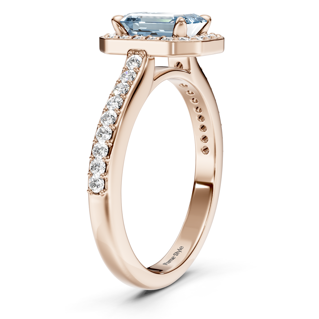 1.30-4.30 CT Emerald &amp; Round Cut Fancy Blue Diamonds - Engagement Ring