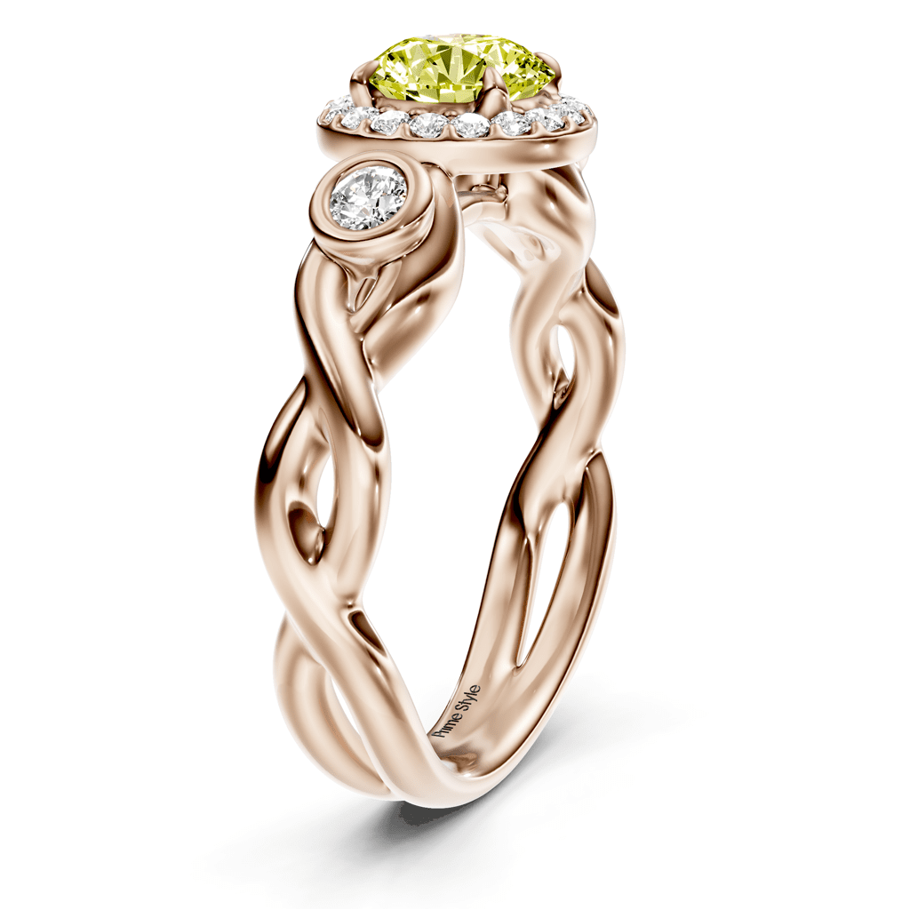 1.27-4.27 CT Round Cut Fancy Yellow Diamonds - Engagement Ring