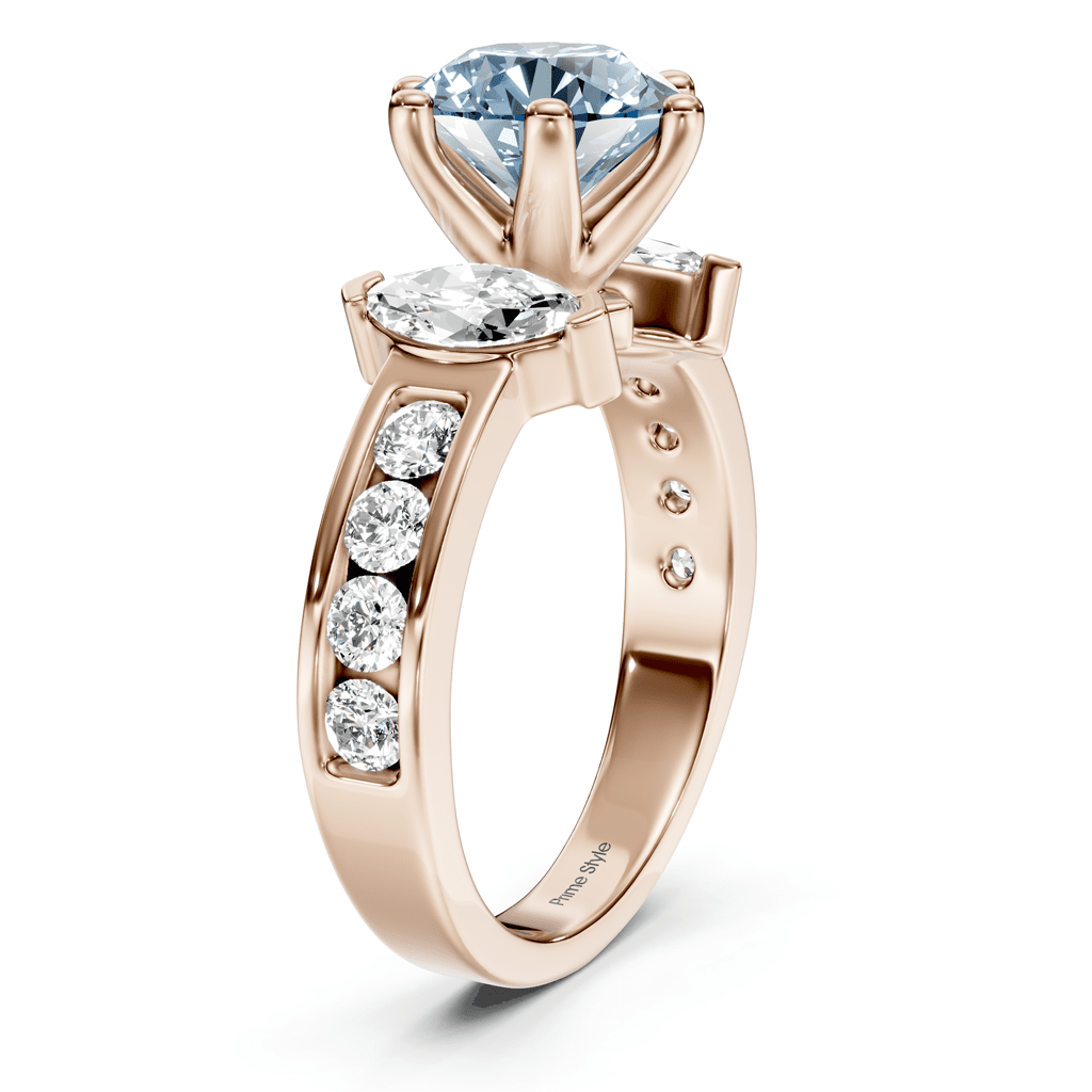 1.85 - 4.85 CT Marquise &amp; Round Cut Fancy Blue Diamonds - Engagement Ring - Primestyle.com