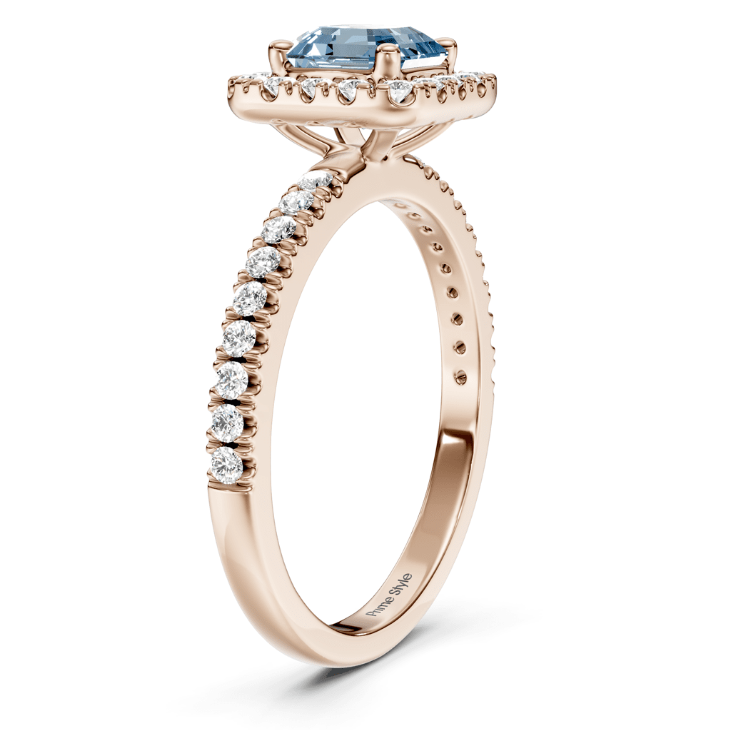 1.45-4.45 CT Ascher & Round Cut Fancy Blue Diamonds - Engagement Ring