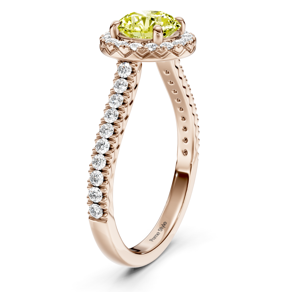 1.45-4.45 CT Round Cut Fancy Yellow Diamonds - Engagement Ring