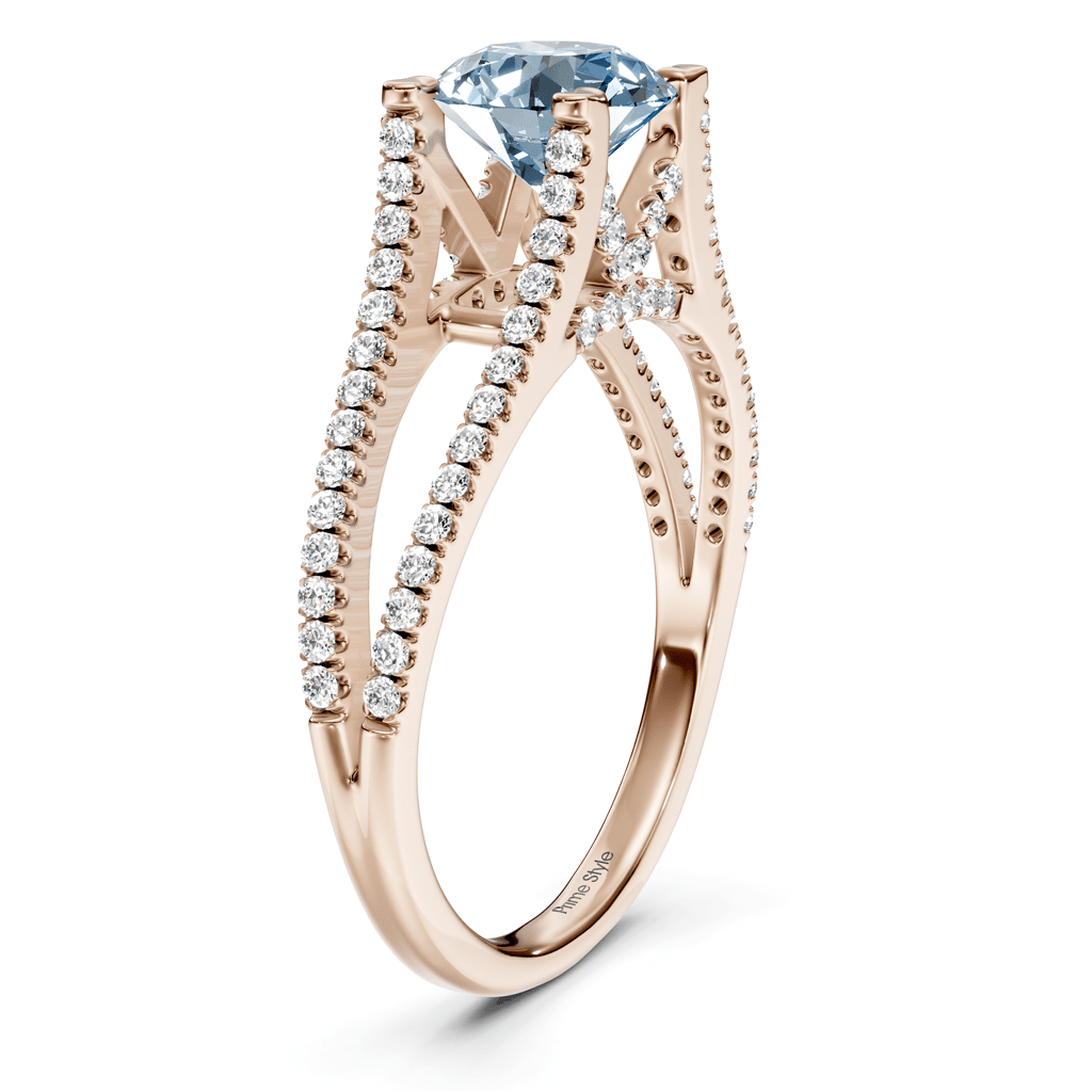 1.40-4.40 CT Round Cut Fancy Blue Diamonds - Engagement Ring