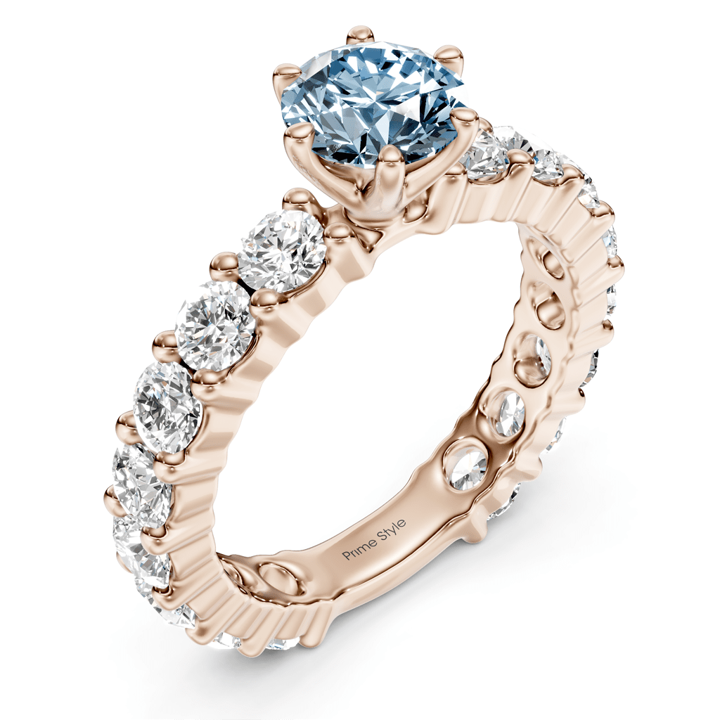 3.40-6.40 CT Emerald & Round Cut Fancy Blue Diamonds - Engagement Ring