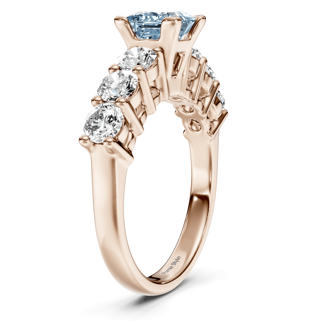 2.60-5.60 CT Round Cut Fancy Blue Diamonds - Engagement Ring