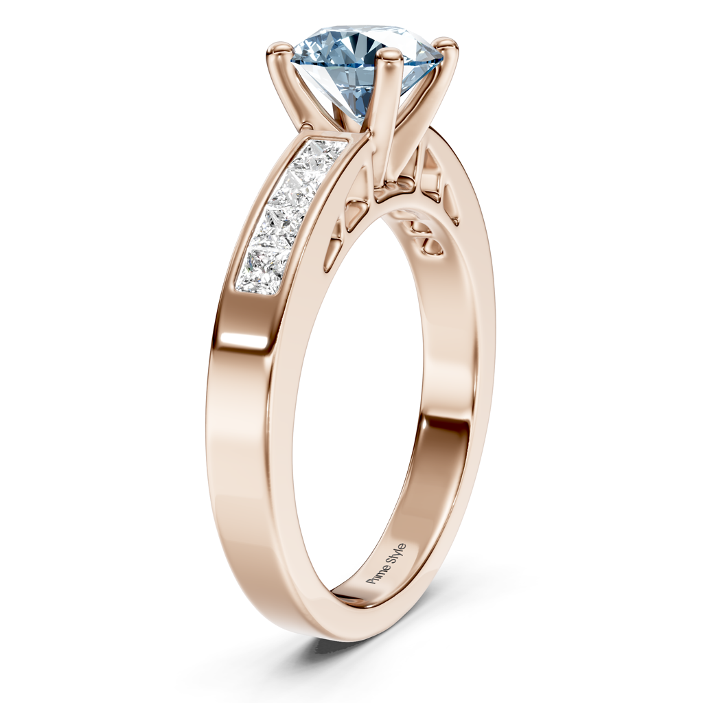 1.50-4.50 CT Princess &amp; Round Cut Fancy Blue Diamonds - Engagement Ring