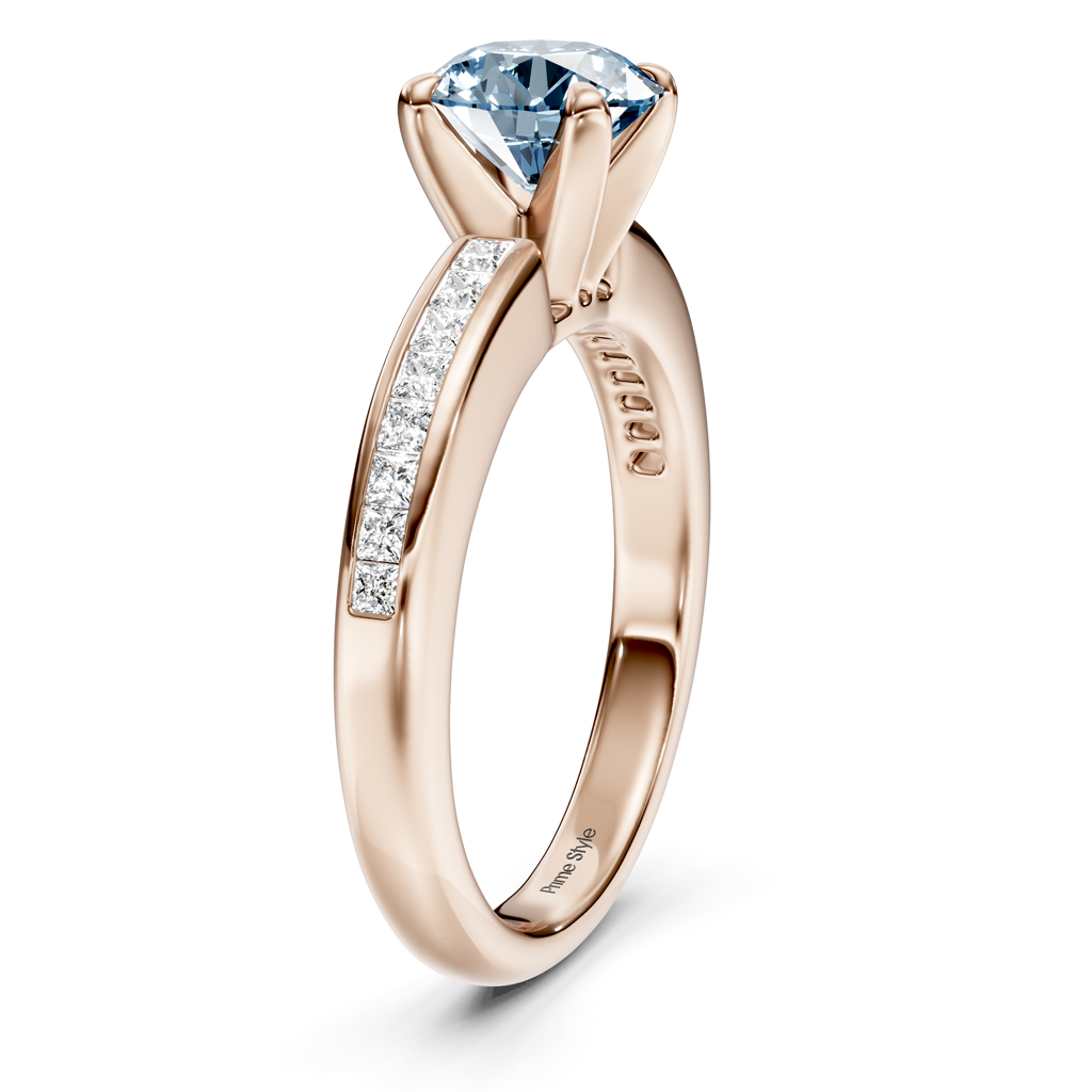 1.32-4.32 CT Princess &amp; Round Cut Fancy Blue Diamonds - Engagement Ring