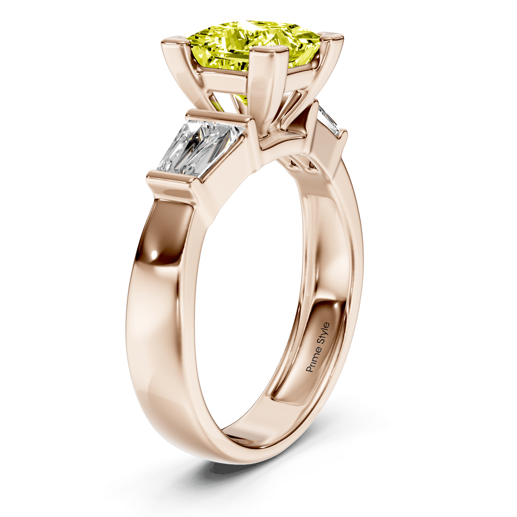 1.40-4.40 CT Princess & Taper Cut Fancy Yellow Diamonds - Engagement Ring