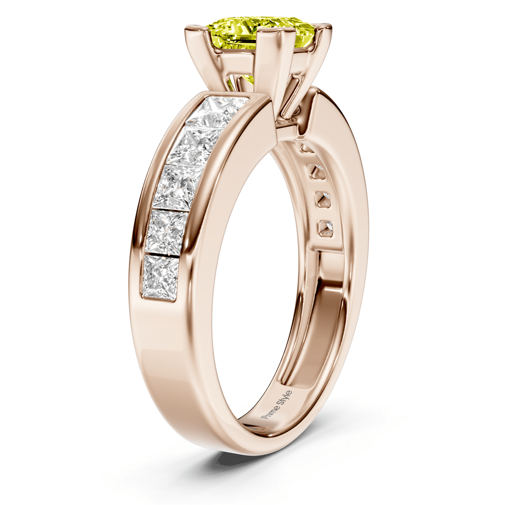 2.20 - 5.20 CT Princess Cut Fancy Yellow Diamonds - Engagement Ring - Primestyle.com