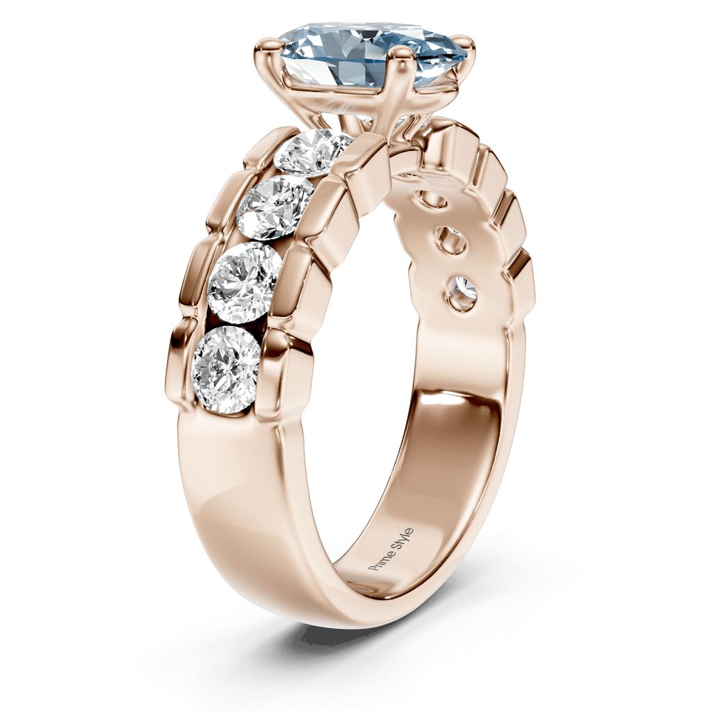 2.05-5.05 CT Oval & Round Cut Fancy Blue Diamonds - Engagement Ring