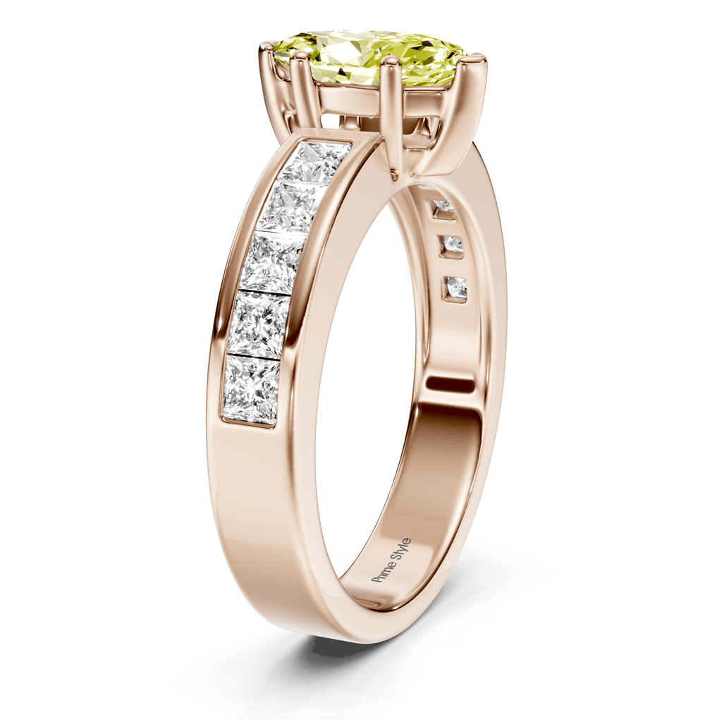 1.90 - 4.90 CT Princess Cut Fancy Yellow Diamonds - Engagement Ring - Primestyle.com