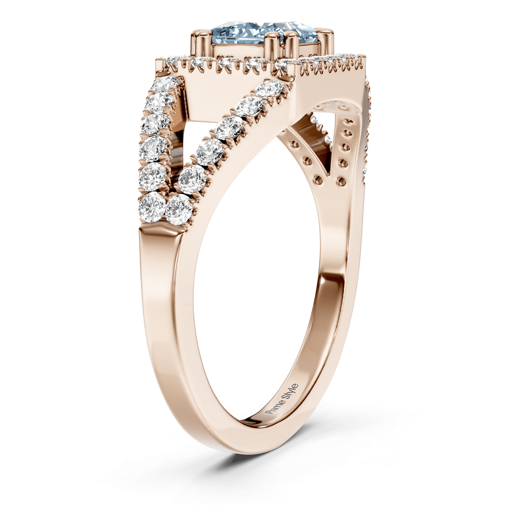 1.45-4.45 CT Princess & Round Cut Fancy Blue Diamonds - Engagement Ring