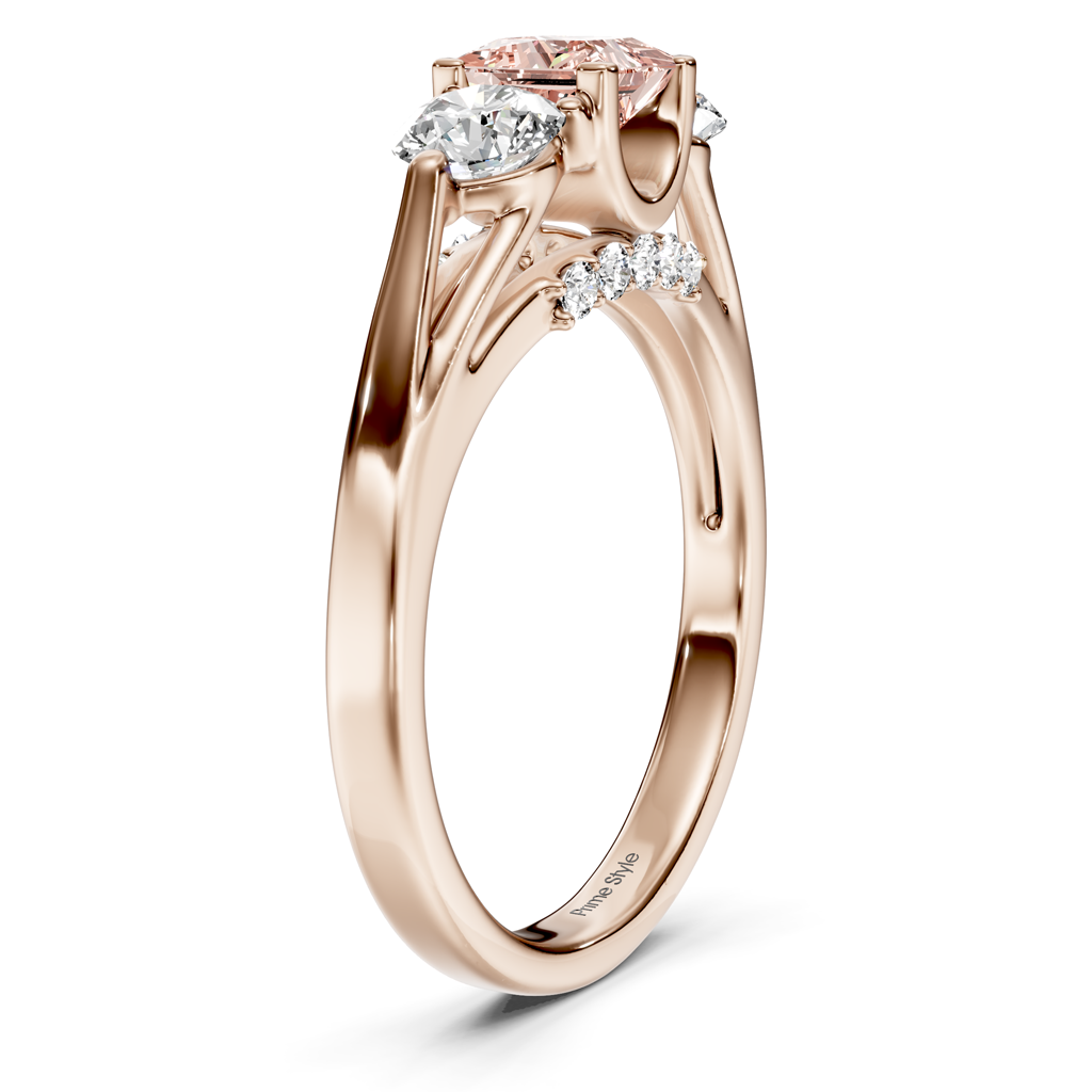 1.55-4.55 CT Princess &amp; Round Cut Fancy Pink Diamonds - Engagement Ring