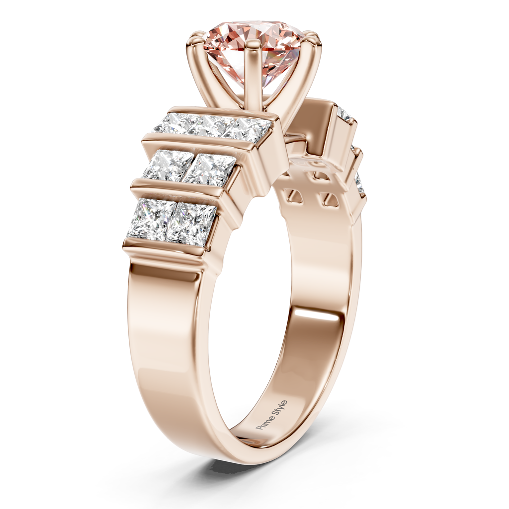 2.20-5.20 CT Princess &amp; Round Cut Fancy Pink Diamonds - Engagement Ring