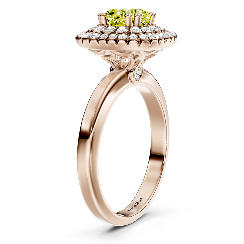 1.34-4.34 CT Cushion &amp; Round Cut Fancy Yellow Diamonds - Engagement Ring