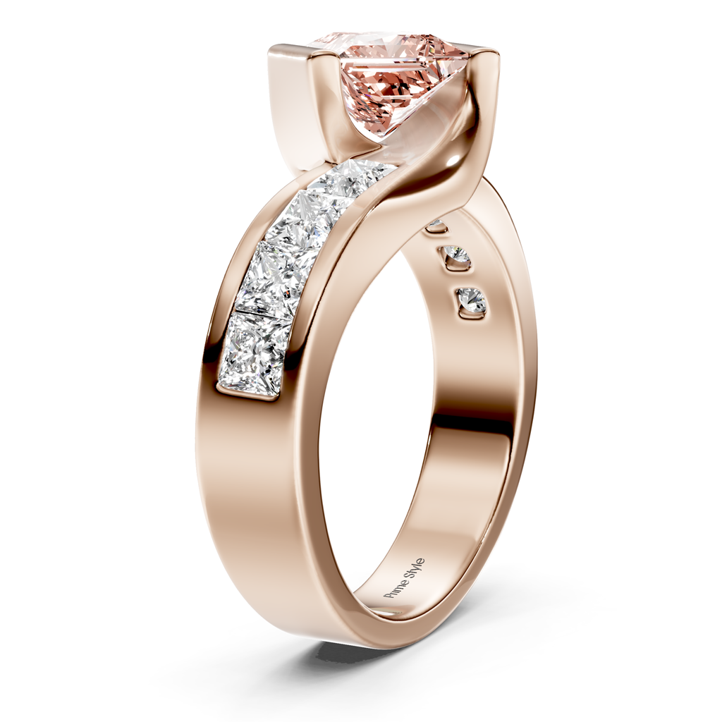 2.60-5.60 CT Princess Cut Fancy Pink Diamonds - Engagement Ring