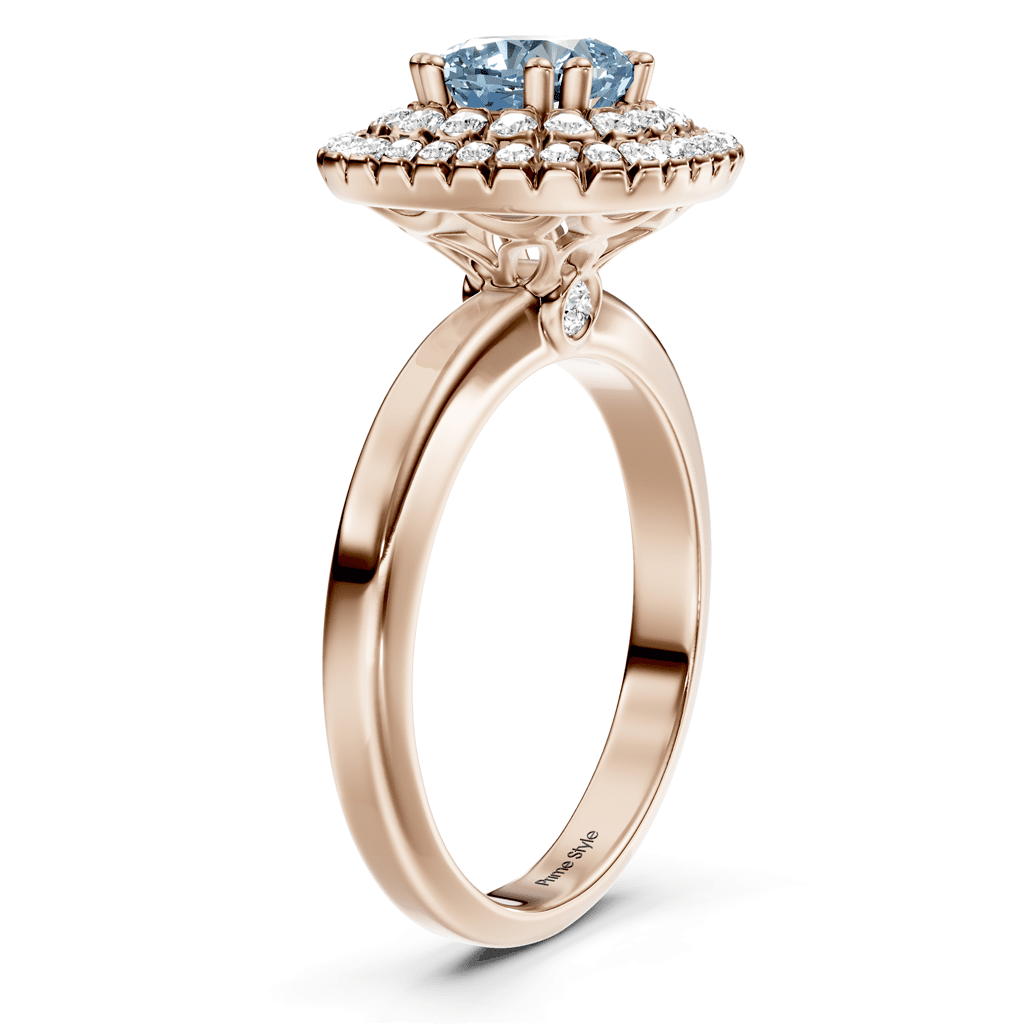 1.34 - 4.34 CT Cushion &amp; Round Cut Fancy Blue Diamonds - Engagement Ring - Primestyle.com