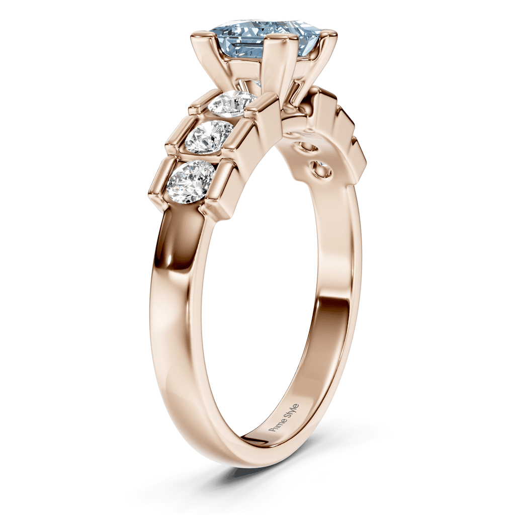 1.60-4.60 CT Princess & Round Cut Fancy Blue Diamonds - Engagement Ring