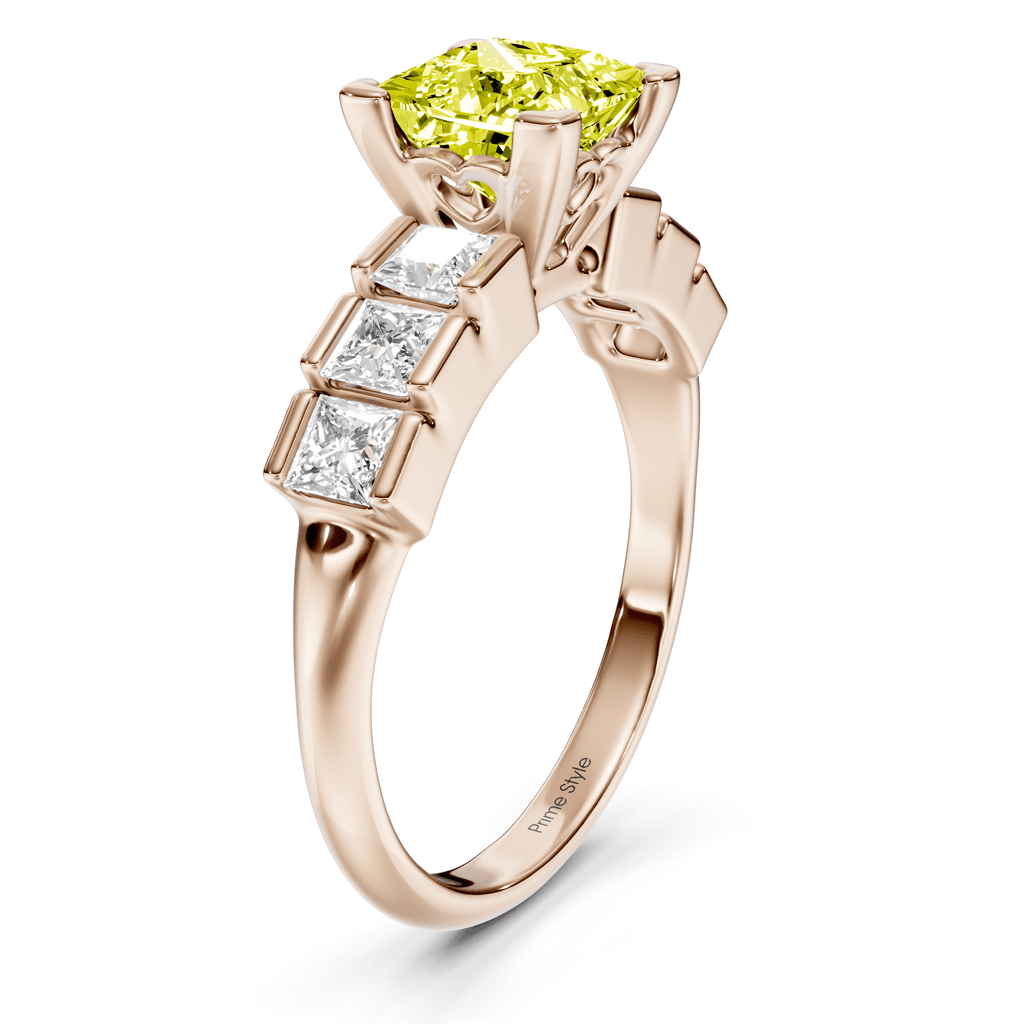 1.80-4.80 CT Princess Cut Fancy Yellow Diamonds - Engagement Ring