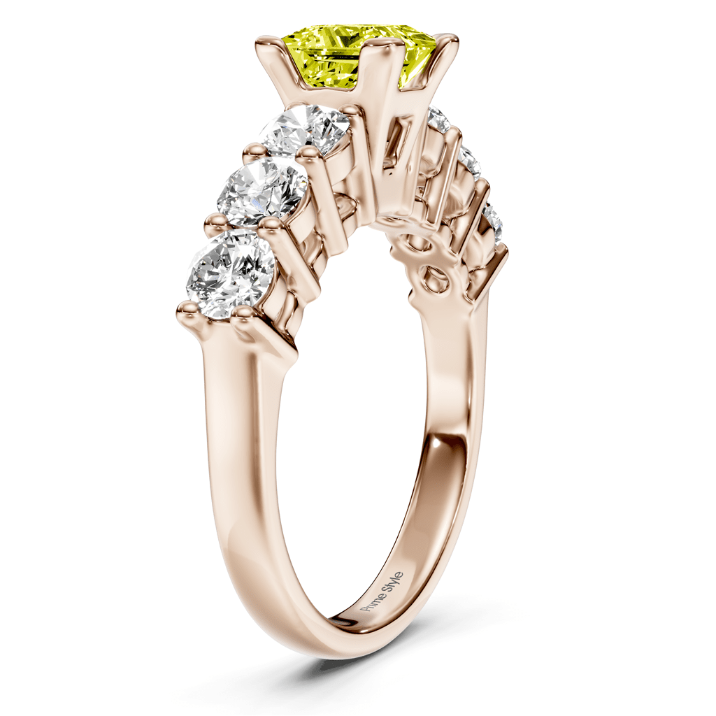 2.60 - 5.60 CT Round Cut Fancy Yellow Diamonds - Engagement Ring - Primestyle.com